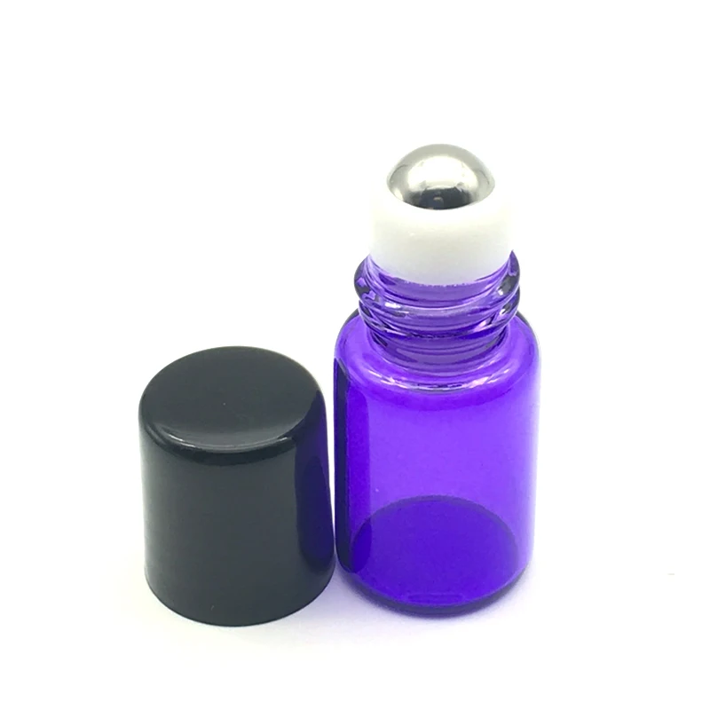 

10pcs 2ml Essential Oil Roll On Glass Perfume Bottle Empty Purple-blue Refillable 2cc Roller Sample Vial