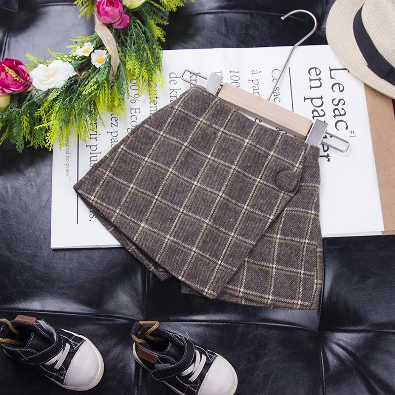 Новый зимний свитер для маленьких девочек юбки детская одежда клетчатая юбка