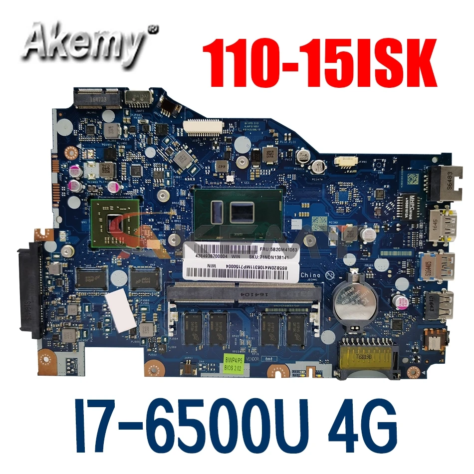 

For Lenovo Ideapad 110-15ISK Notebook Motherboard LA-D562P CPU I7-6500U 4GB RAM R5 GPU DDR4 100% Fully Tested