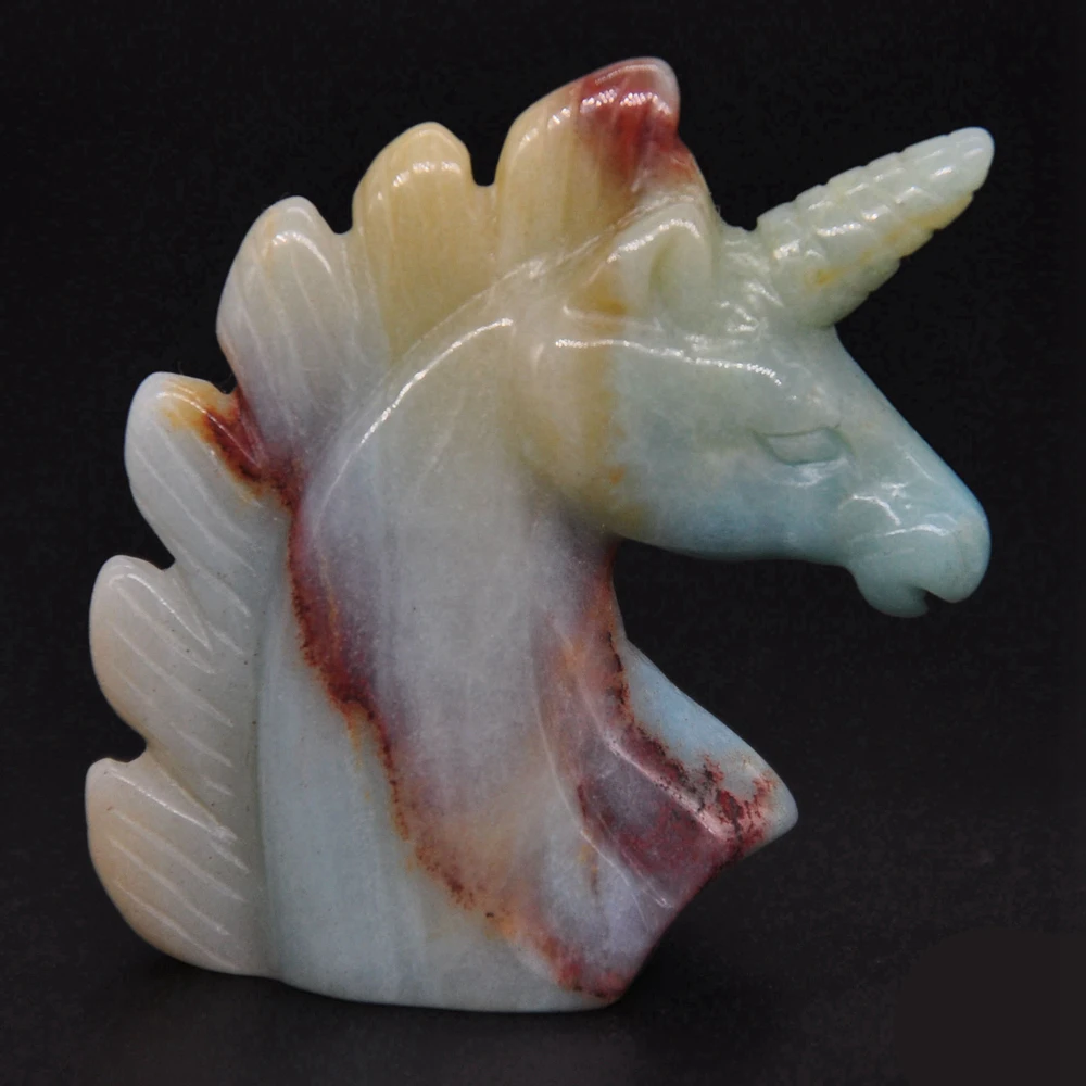 Статуя единорога 2 дюйма резной Натуральный Камень Амазонит восстанавливающий