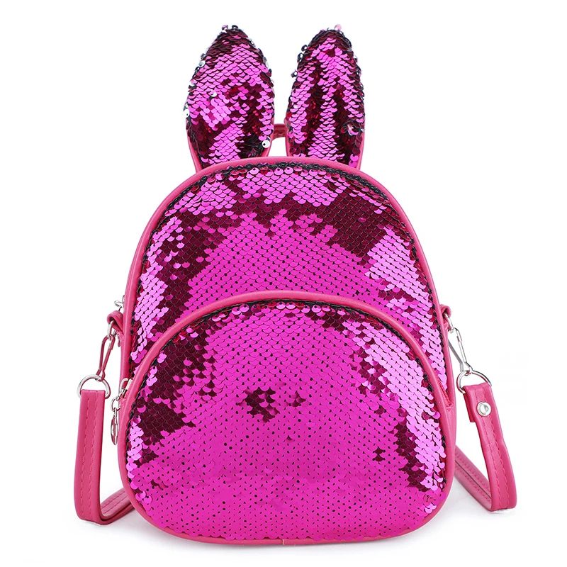 purple Rabbit Bag Детская модная маленькая школьная сумка, Детский рюкзак с заячьими ушками и блестками, милый рюкзак для детского сада, рюкзак через плечо для девочек - Цвет: purple Rabbit Bag