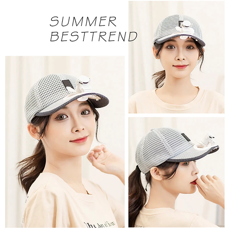 Summer Climbing Cap Unisex Mesh Anti-Sun Fan Hat USB Charging Outdoor Sports Cycling Fishing Camping Tennis Baseball Caps 2023