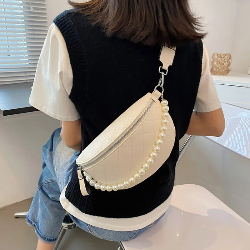 

Новинка 2021, сетчатая красная сумка на ремне, Женская модная клетчатая сумка-мессенджер высокого качества, кожаные сумки с жемчужной цепочко...