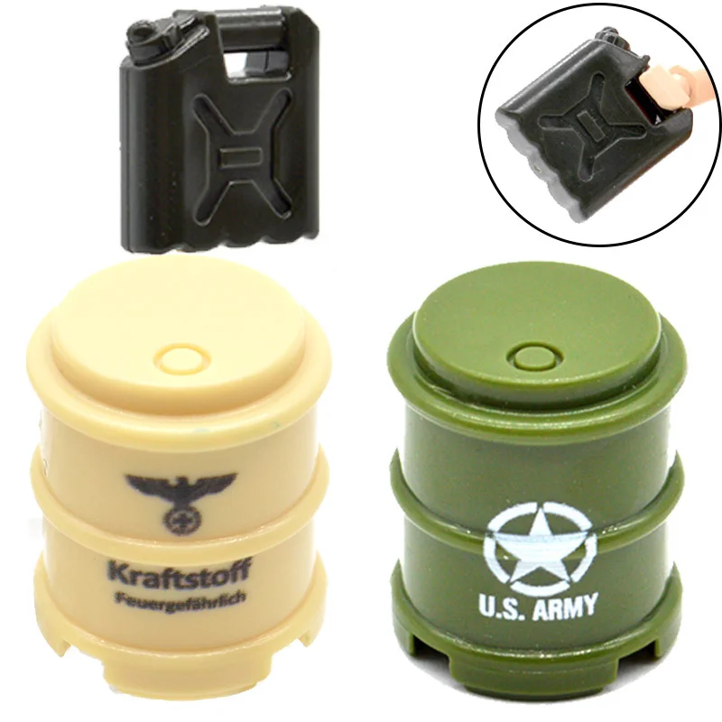 10 шт./лот MOC WW2 военный масляный барабан и горшок бочка печатная Часть армии США