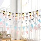Полосатая подвесная баннер 5 м, гирлянда, настенная подвеска, флажок, украшение для вечеринки в честь будущей мамы, свадьбы, дня рождения