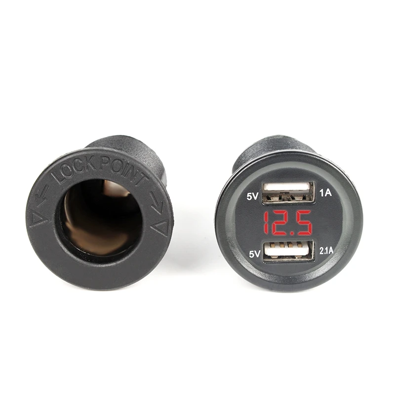 Красный синий светодиодный цифровой дисплей вольтметр 12 в 24 двойной USB разъем для