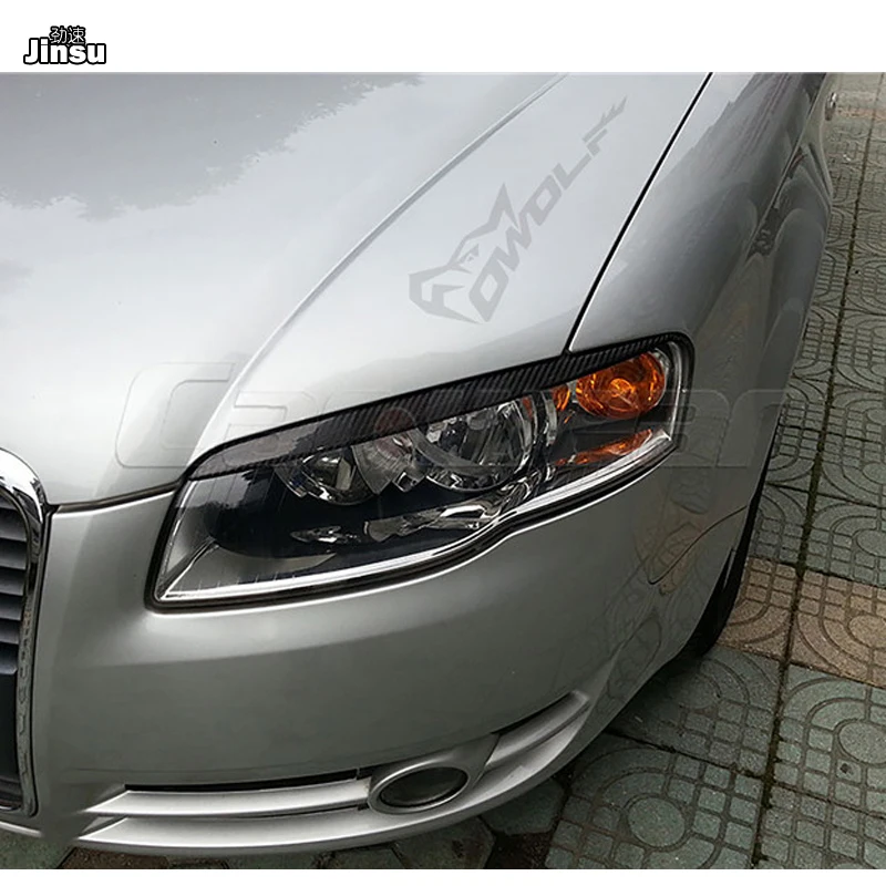 Углеродное волокно накладка на переднюю фару наклейка для Audi A4 B7 2005-2008