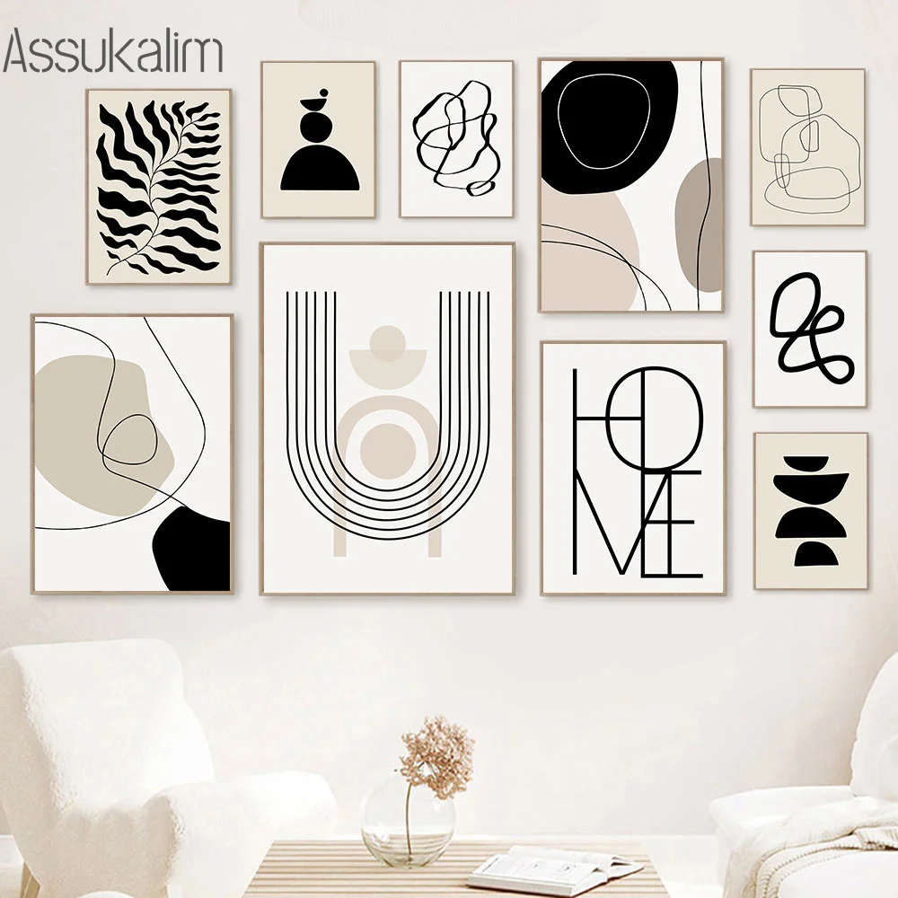 

Abstract Retro Wall Art Poster Line Leaf Geometry Canvas Painting Nordic Modern Print Posters Print For Living Room Home Decor