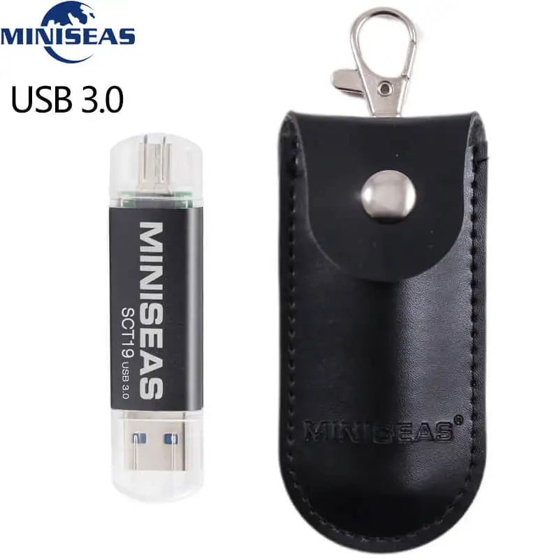 black with bag Usb 3,0 Miniseas OTG USB флеш-накопитель для смартфонов/планшетов/ПК 8 ГБ 16 ГБ 32 ГБ 64 Гб 128 ГБ флеш-накопитель высокоскоростной флеш-накопитель - Цвет: black with bag