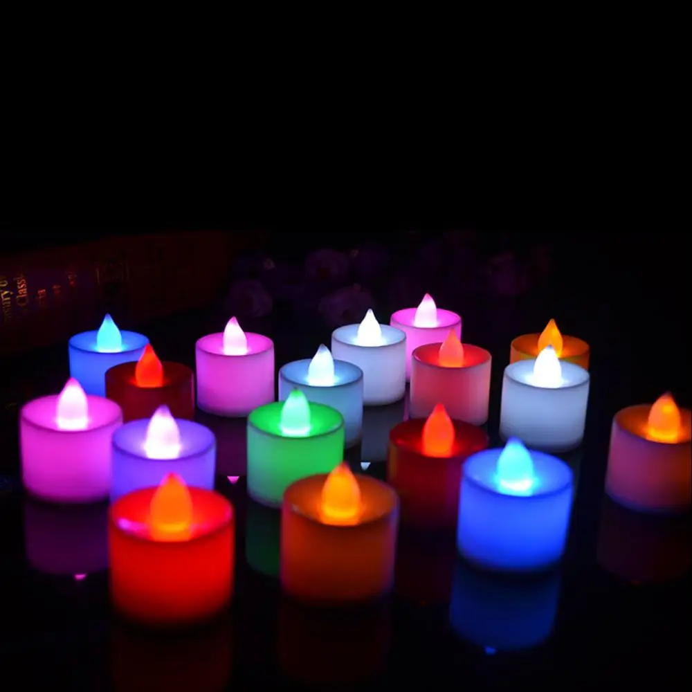 

5pcs festival birthday romantic decoration 6 Colors Candle Shape LED Fliker Flameless Candle Light Candles With Timer for Home