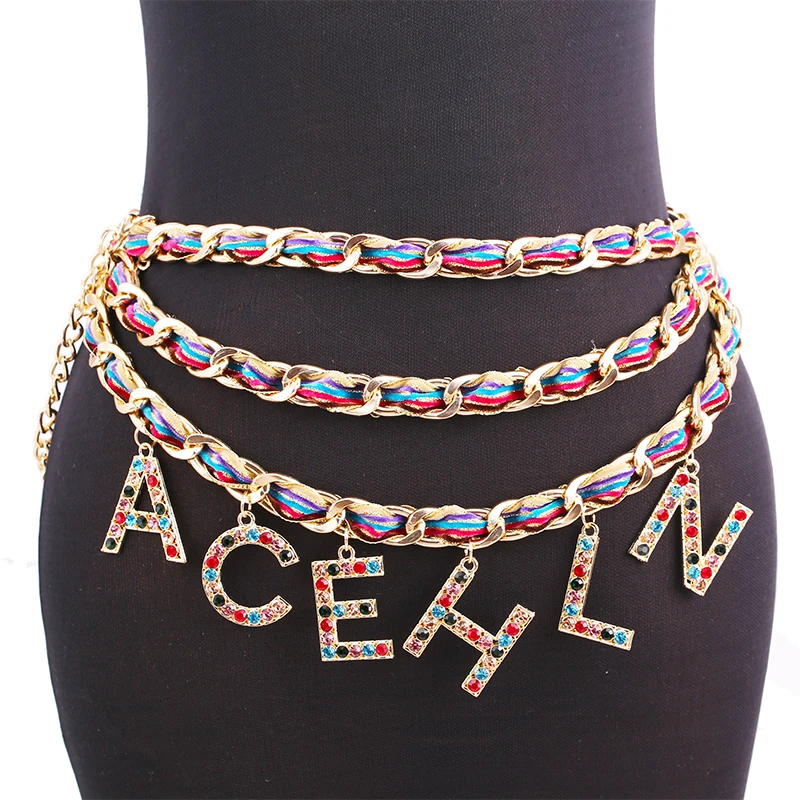 

Letter Designer Belts For Woman Belly Chain Waist Chain Statement Wedding Letter Tassel Jewelry Accessories Christmas Gift 2021