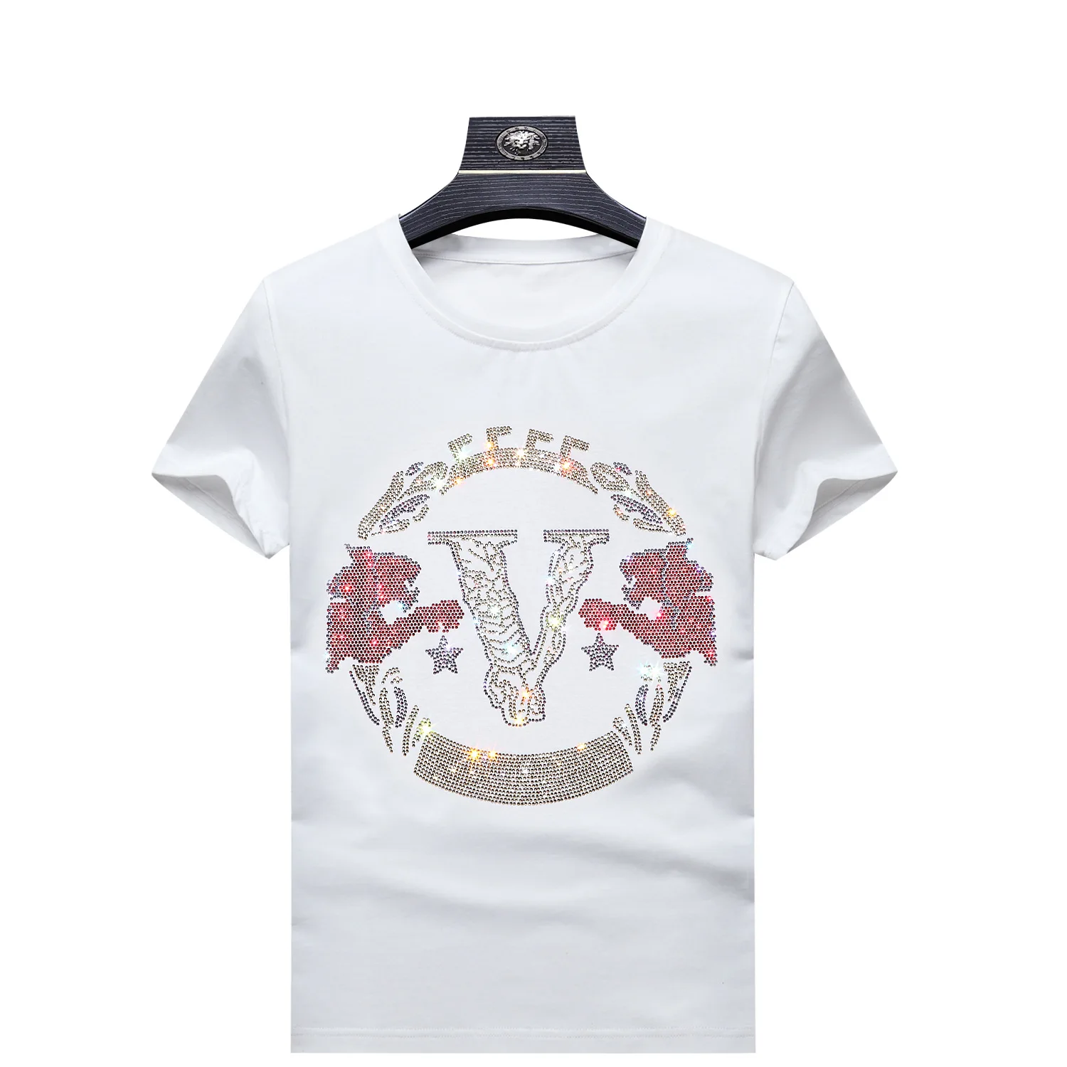 

2021 Letter Rhinestones T Shirts Men Summer Clothes Fashion Streetwear Modal Cotton Short Sleeve O Neck T-shirts Plus Size 7XL