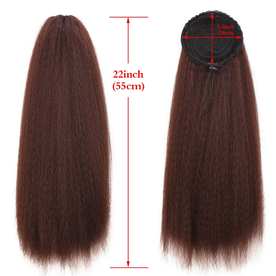 

Drawstring Afro Long Yaki Kinky Straight Ponytail Clip in Hair Extensions de cabello Natural Synthetic Hairpieces Wig Black