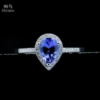 Sterling Silver 925 Pear cut 7x5mm 100% Genuine Tanzanite & Diamonds Engagement Wedding Ring Women Trendy Fine Jewelry Best Gift