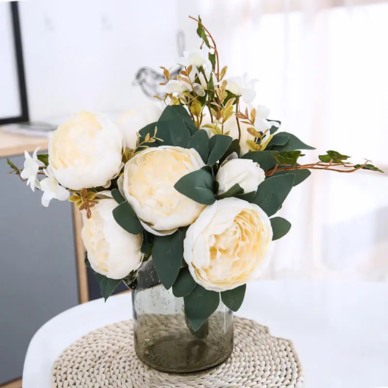 Искусственные цветы пиона с 11 головками букет осенних свадебных букетов