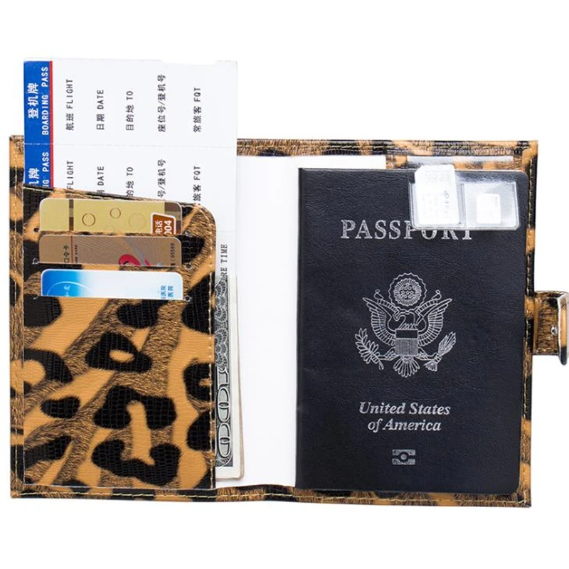 Обложка для паспорта с леопардовым принтом мягкая искусственная кожа мужчин и