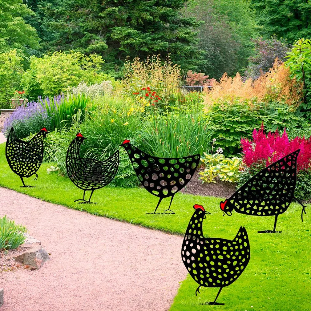 

Easter Chicken Metal Hen for Easter Gardening Ornaments Yard Iron Art Outdoor Garden Backyard Lawn Stakes Garden Hen Large