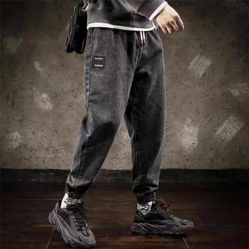

Harem Jeans Men Pants Trendy Male Streetwear Jogging Pants Outdoor Loose Trousers Casual Comfort Washed Denim Jeans 2021 New