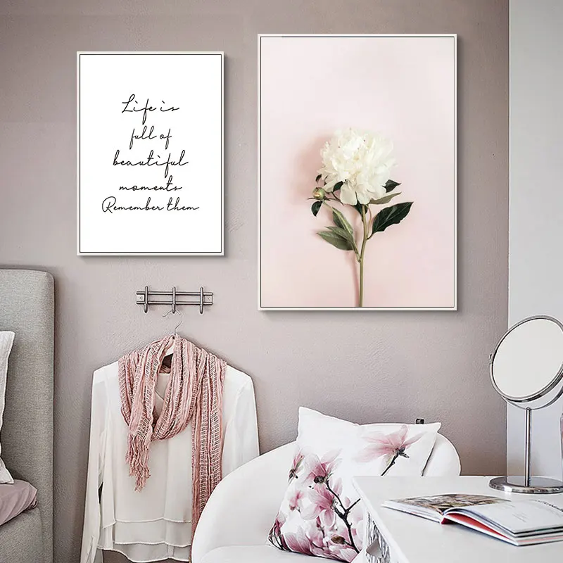 Зеленый Растительный постер изображение листьев цветочный рисунок розовый