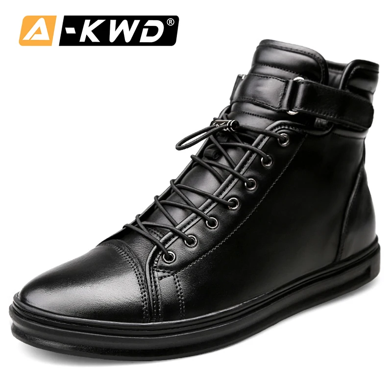 Модная обувь черного цвета на меху Роскошные мужские туфли Обувь с высоким