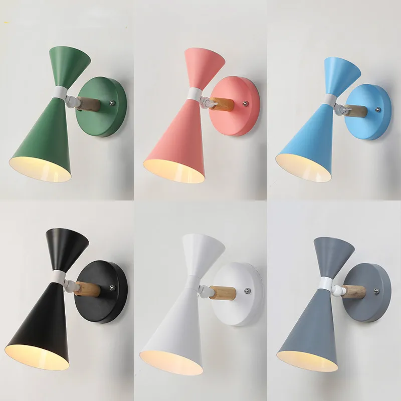 Скандинавская настенная лампа s вращающийся простой светильник железный