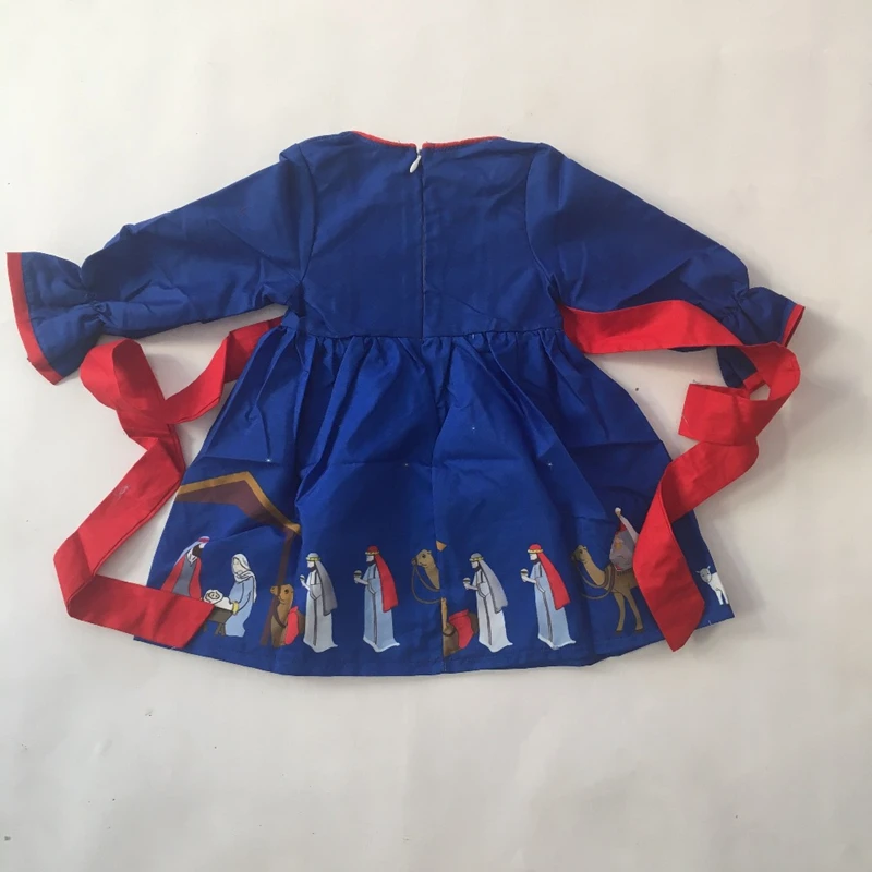 Модное рождественское платье для девочек хлопковая одежда с рождественским