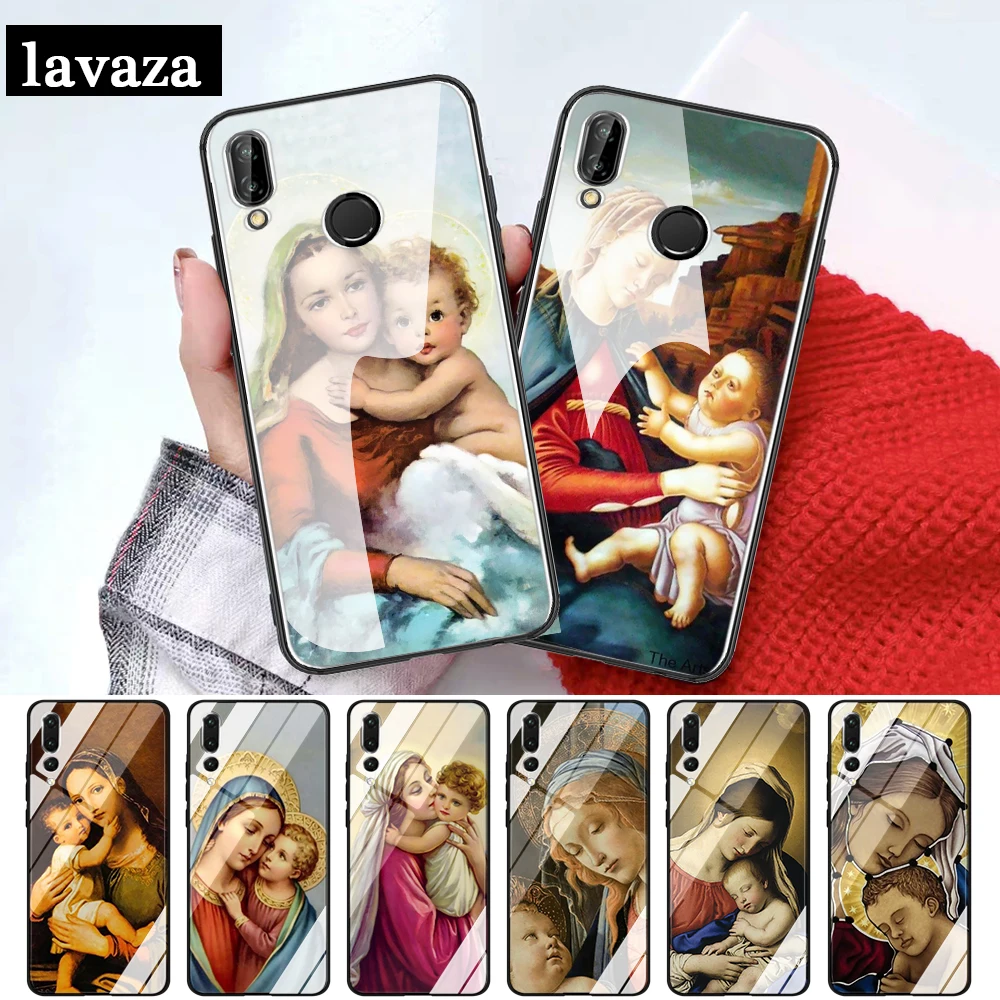 Рождественский стеклянный чехол с изображением девы Марии Кристиана для Huawei P10 P20