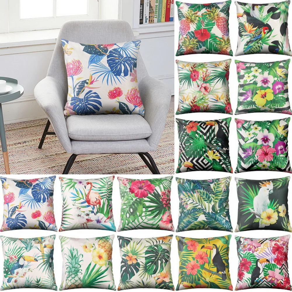 4 шт./компл. наволочка для спальни гостиной Лен тропический цветок животное