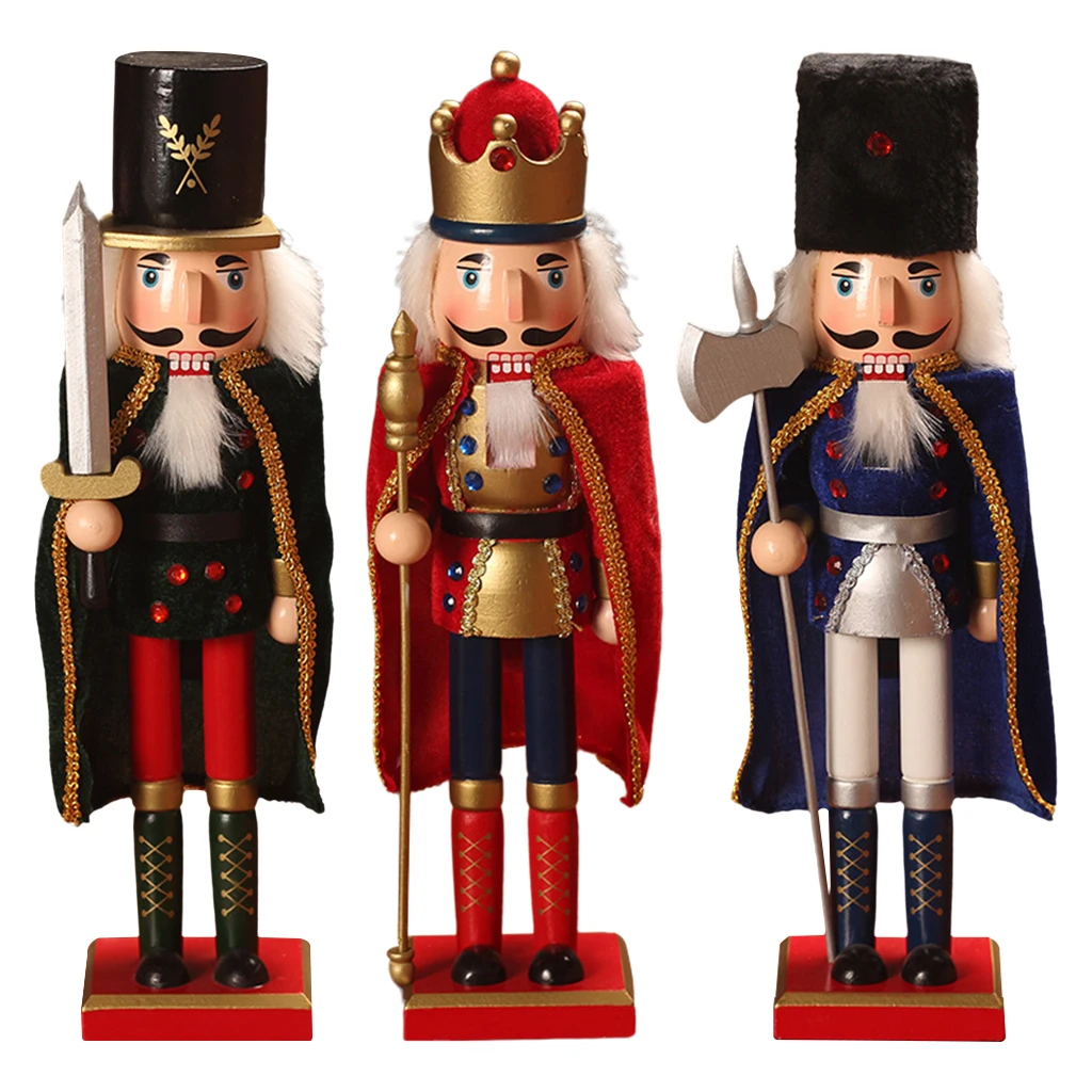 

38CM Nutcracker Soldier Wooden Nutcracker Doll Soldier Vintage Handcraft Christmas Ornaments New Year Christmas Home Decoration