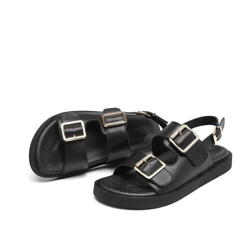 

2021Summer Women Sandals Flats Platform shoes Fashion Casual Metal buckle Soft bottom Ladies sandals