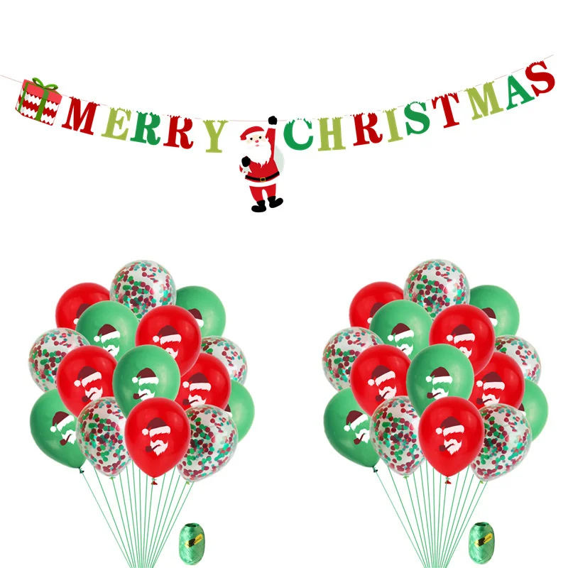 

Christmas Themed Party Balloon Set Merry Christmas Bunting Santa Claus Christmas Tree Elk Decoration Latex Balloons