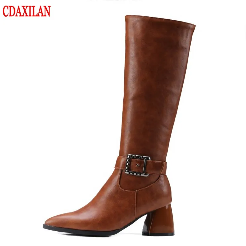 CDAXIALN/Новое поступление женские сапоги из искусственной кожи с боковой молнией на