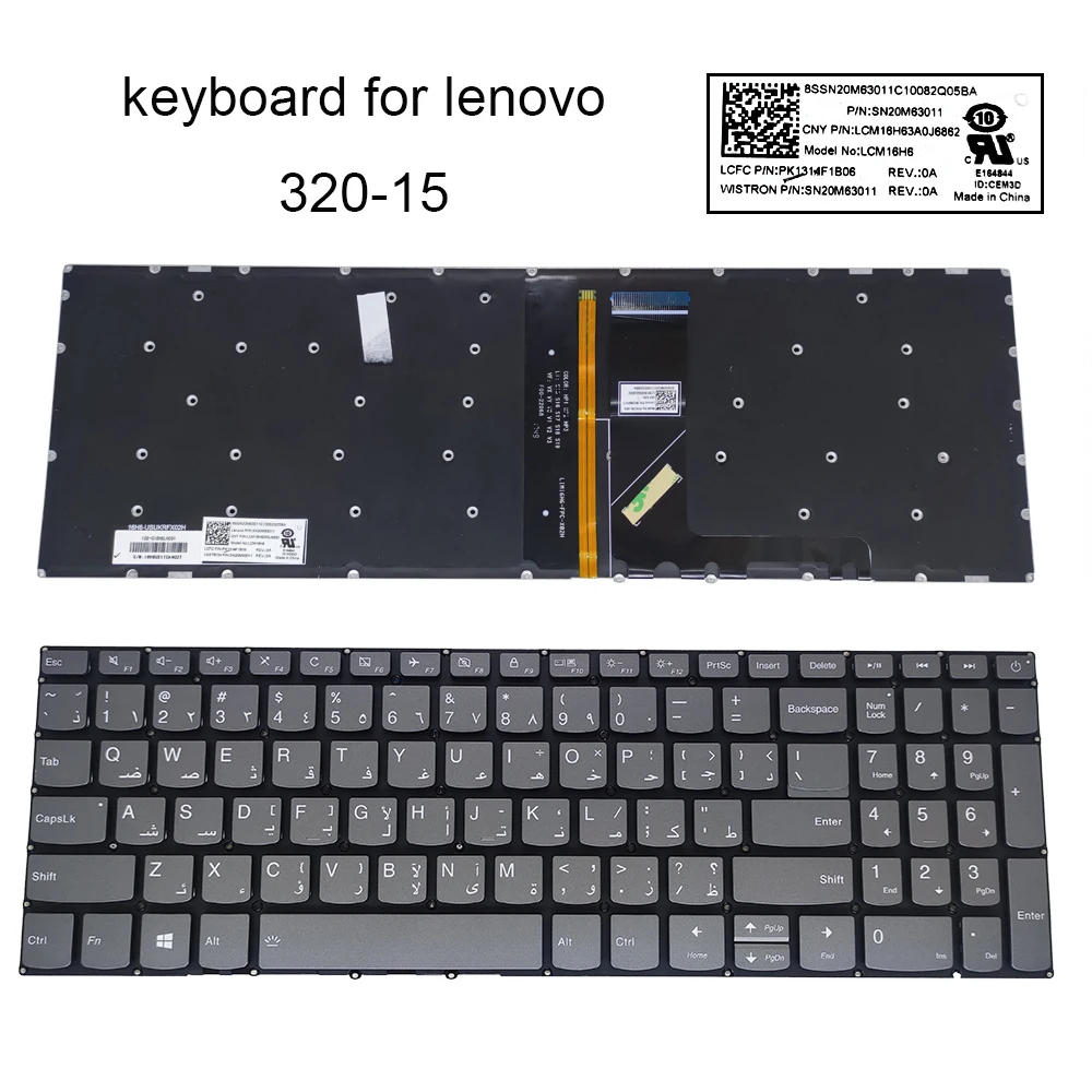 Retroiluminado para Lenovo Grécia Teclado Árabe Ideapad 15ikb 15abr 330 15 Ikbr 330-15 320-15 gk ar Novo Sn20m63011 320
