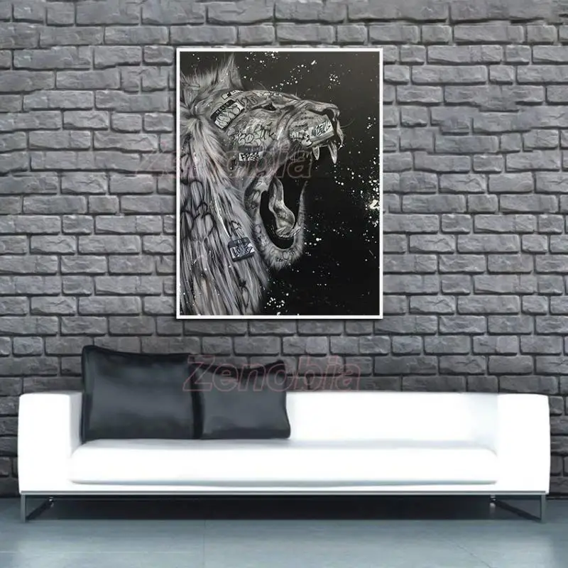 

Animal Poster Canvas Painting Hd Print Wall Art Black Lion Paintings for Living Room Kid Room Pictures Home Decor Frameless