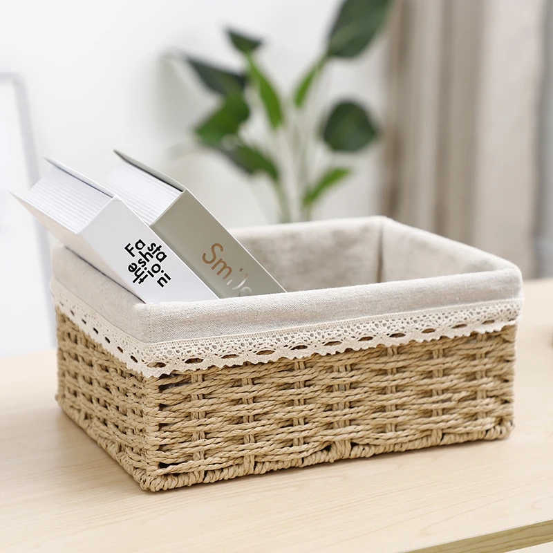 Настольный журнальный столик корзина для хранения нордическая ротанговая ткань