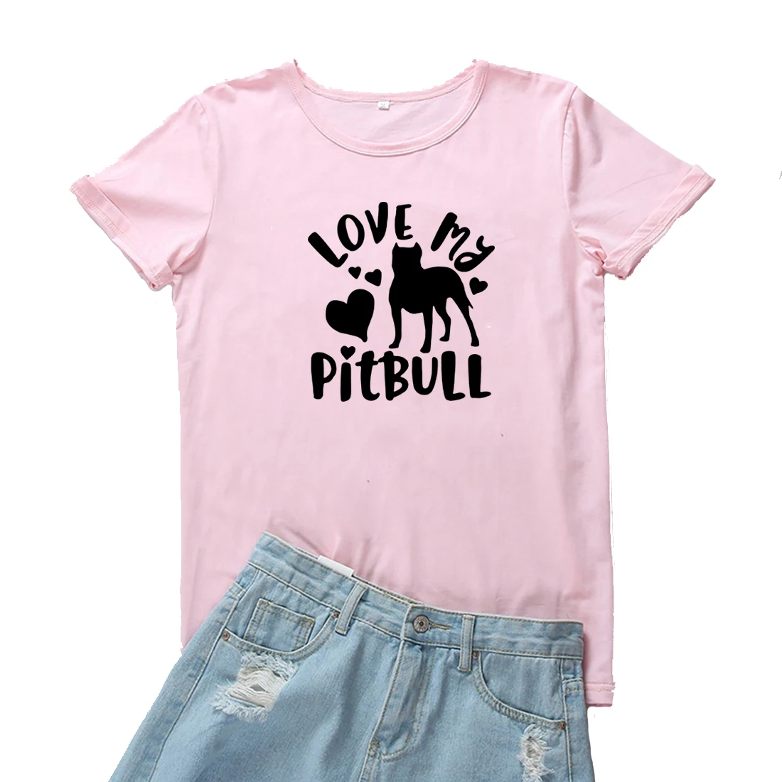 

Женские футболки Love My Pitbull, забавная женская футболка с принтом милой собаки, футболки с графическим принтом в стиле Харадзюку, Женская бела...