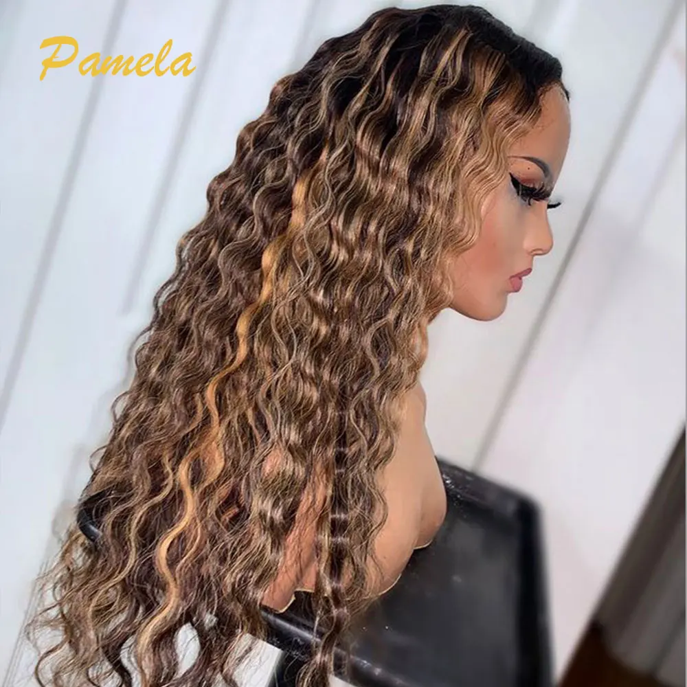 13x4 Lace Frontal Wig Curly Human Hair Wig 1b/30 Highlight Lace Front Wig Human Hair Curly Wig Pre Plucked With Baby Hair