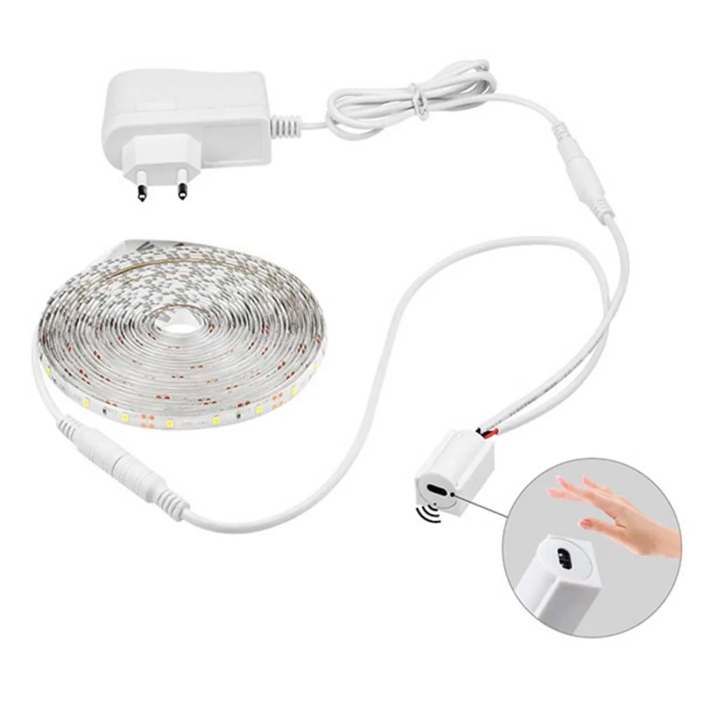 

DC12V LED Strip Light Hand Sweep Motion Sensor LED Strip Ribbon Tape Light for Cabinet Kitchen Bed Wardrobe with Power Adapter