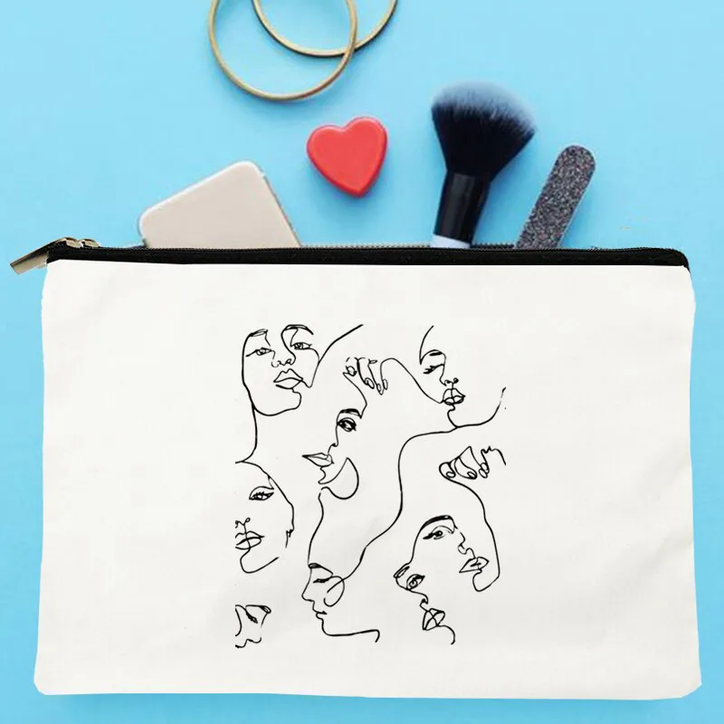 

Women One Line Art Printed Make up bag Fashion Women Cosmetics Organizer Bag for Travel Colorful Storage Bag for Lady Bag