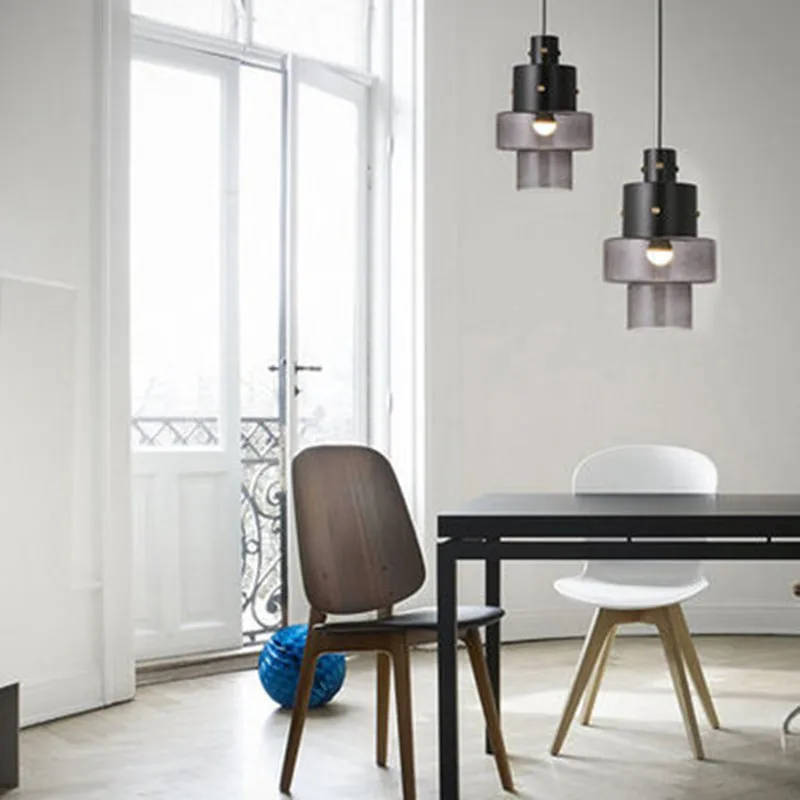 Американская деревня простая железная стеклянная Цилиндрическая Люстра с одной