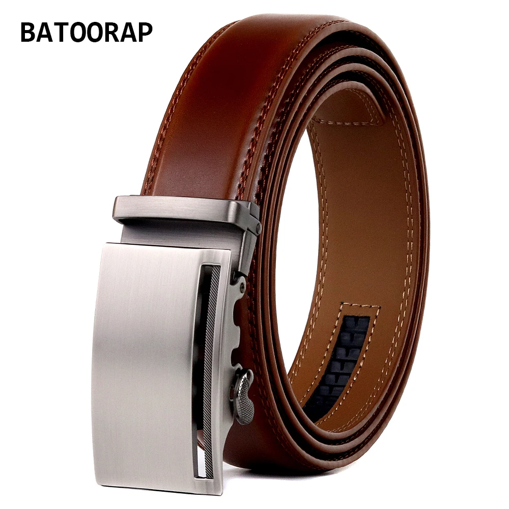 

BATOORAP Genuine Leather Belt For Men Alloy Buckle Automatic Formal Cowskin Waist Strap High Quality Luxury Belts TZP-QS0001
