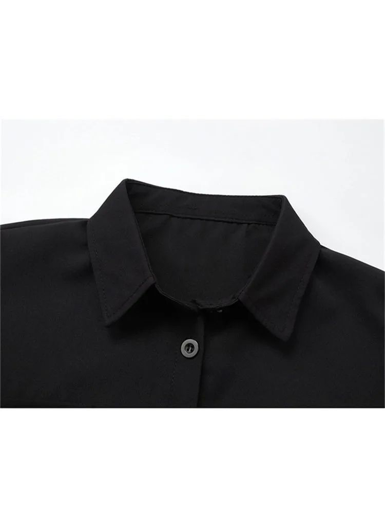 Женская винтажная блузка с длинным рукавом черная Готическая большого размера в