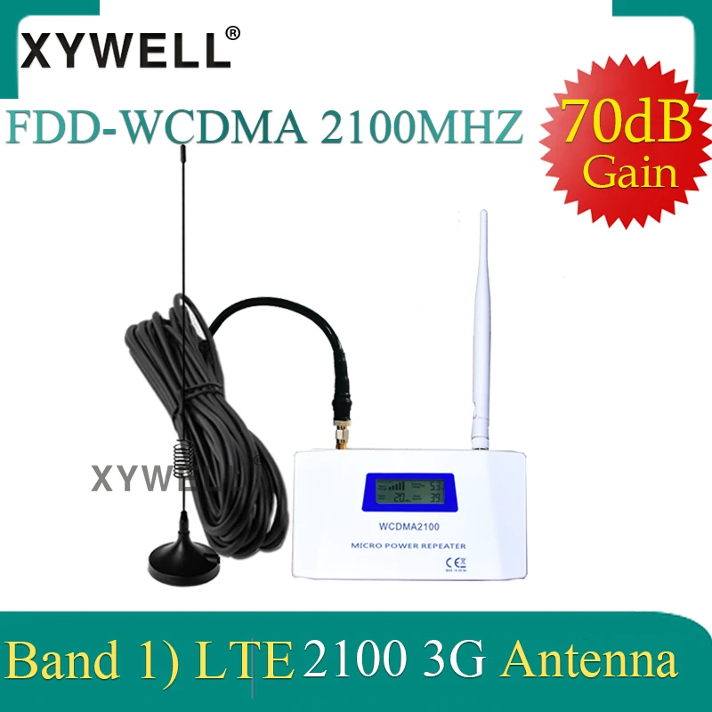 XYWELL 70dB получить W CDMA 2100 МГц 3G усилитель сигнала мобильного телефона UMTS Репитер