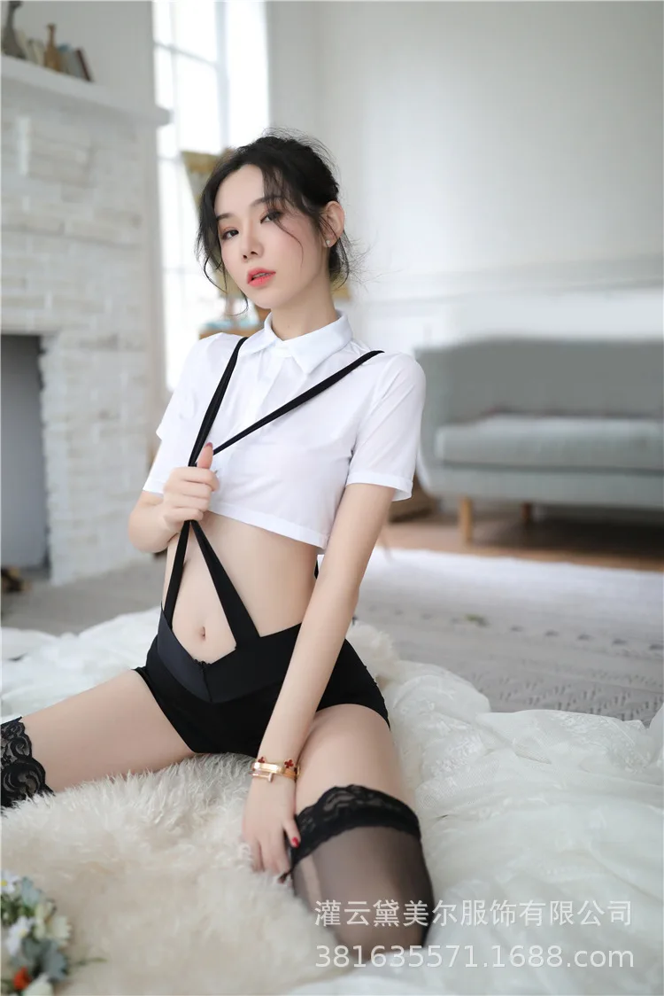 Sexy Lingerie Uniform Temptation Student Outfit OL Secretary Uniform Woman's Sexy Hidden Zipper Short Top Hip Pants Sexy Suit