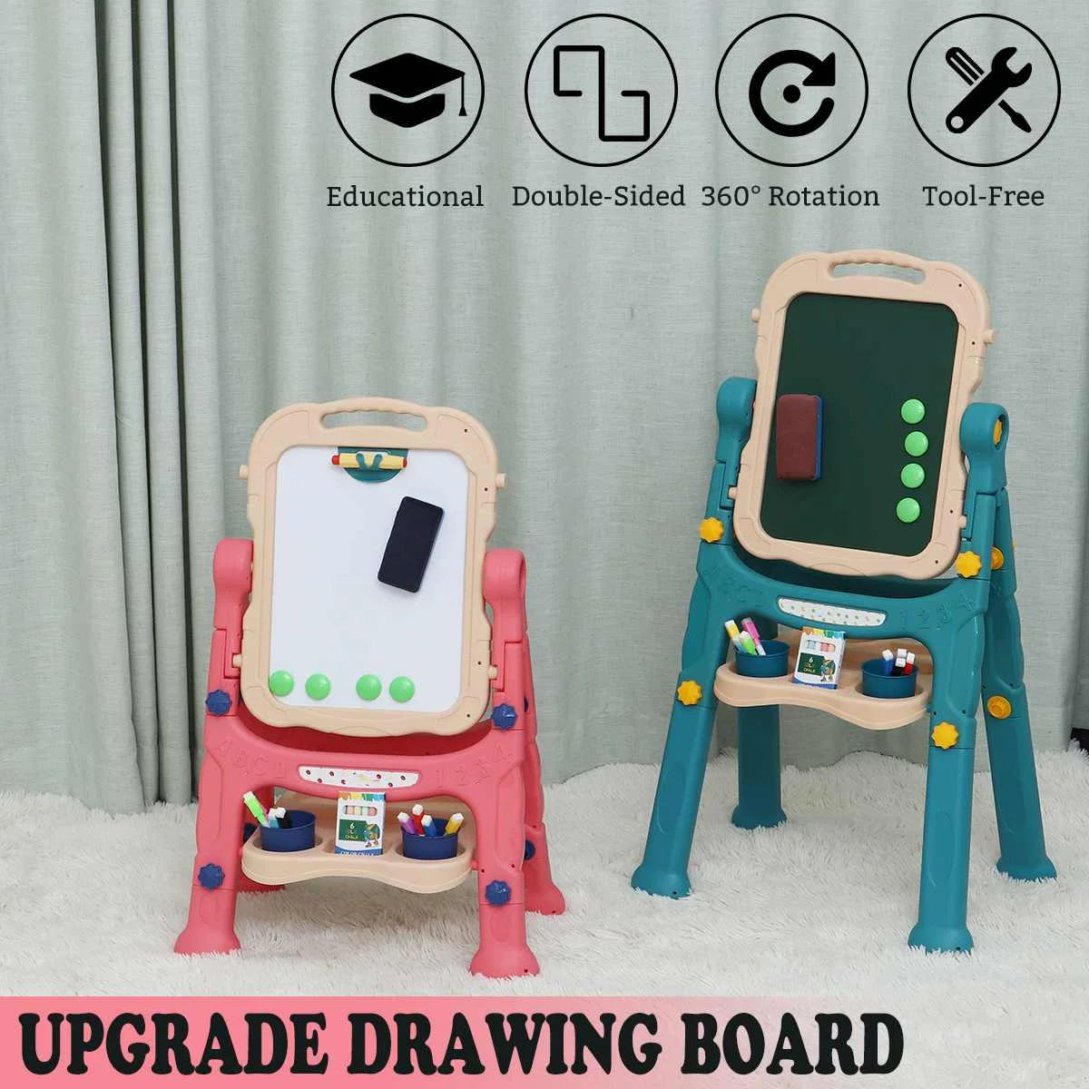 

Kids Drawing Board Bracket Type Writing Toys Painting Drawing Board Household Double-sided Magnetic Graffiti Board For Kids Gift