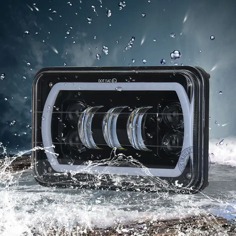 Krator 2PCS 4X6&quot RGB LED Light Bulbs DRL Hi-Lo Beam Headlamp Headlights Anti Flicker 12V 24V 60W Waterproof | Автомобили и