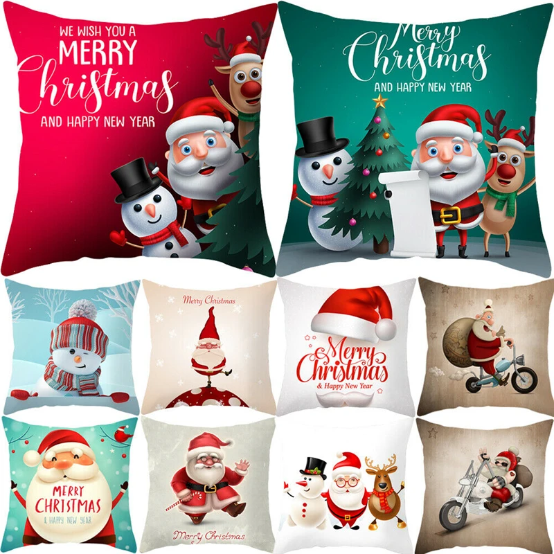 18x18 Рождественская Подушка Чехол из полиэстера для домашнего дивана автомобиля