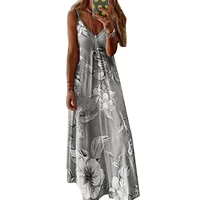 plus size women sleeveless v neck floral print large swing loose sling dress