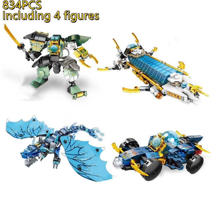 834 БЛОКОВ 4 Набор/лот Модель Гидро Баунти Механический Водный Дракон Подводный Скоростной Конструктор Игрушки для детей Подарок на Рождество