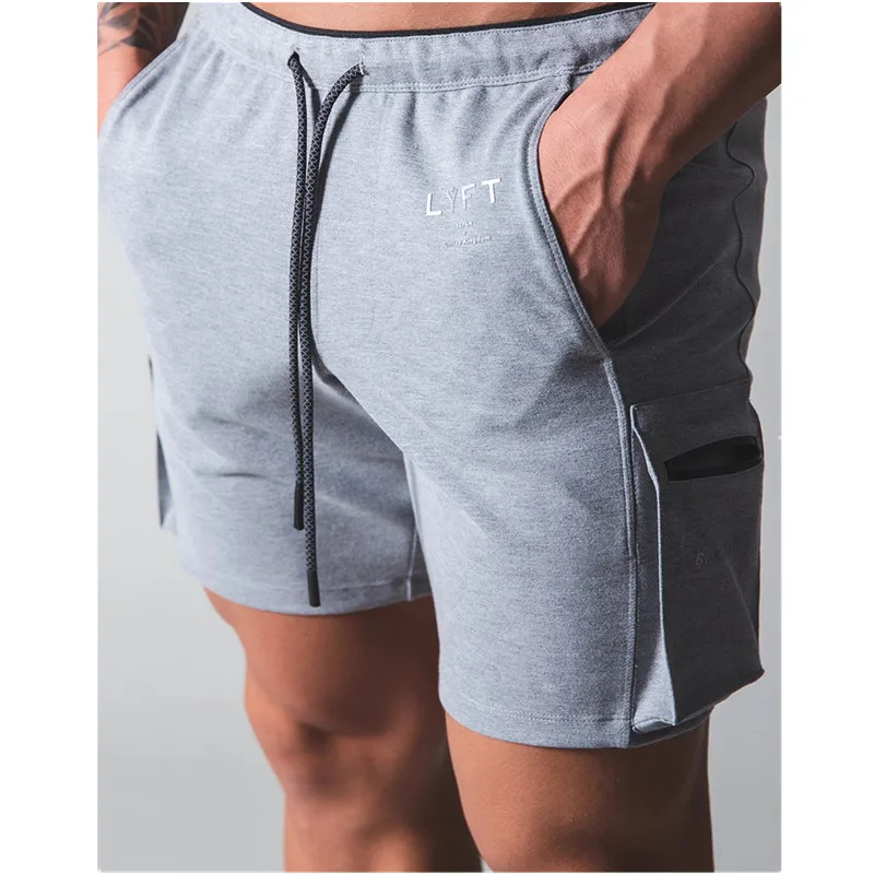 

Side Pocket Gym Training Shorts Men Running Sport Cotton Short Pants Fitness Workout Bermuda Summer Male Jogging Bottoms